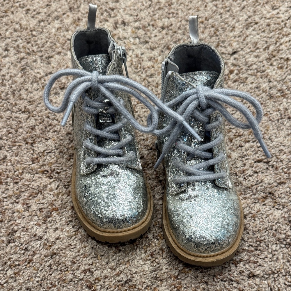 Sparkly Silver Kids Boots